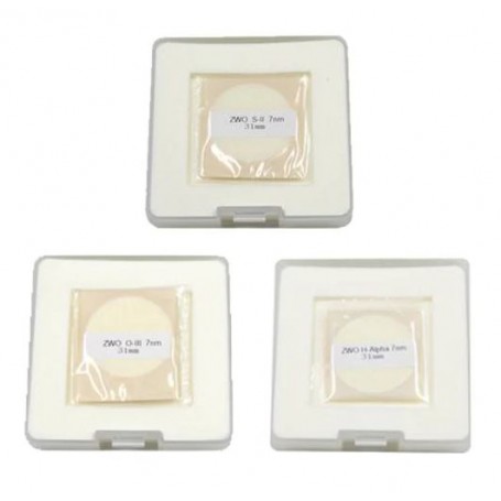ZWO smalbånd 31 mm (umontert) NB7nm sett med tre filtre (HSO, Varenr: ZWO NB7nmD31)