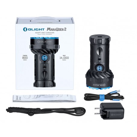 Olight Marauder 2 Cool White Επαναφορτιζόμενος Μαύρος φακός - 14000 lumens, εμβέλεια 800 m