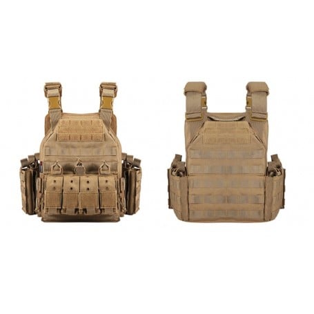 Áo vest chiến thuật molle dạng tấm (không có lớp lót) kaki