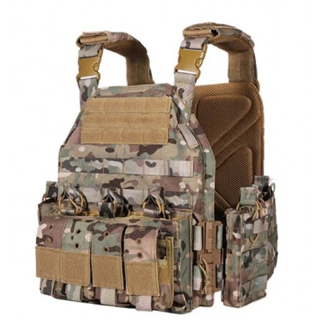 Rompi taktis tipe molle Plate Carrier (tanpa insert) multicam