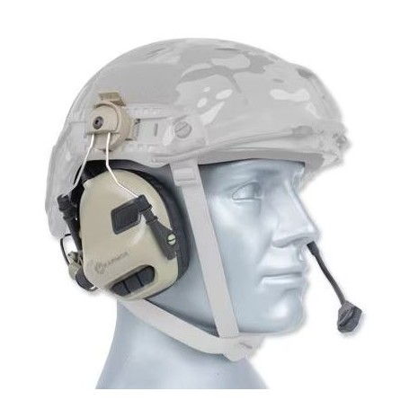 „Earmor M32H Mod 3“ taktinės komunikacijos ausinės, skirtos šalmams – „Coyote“.