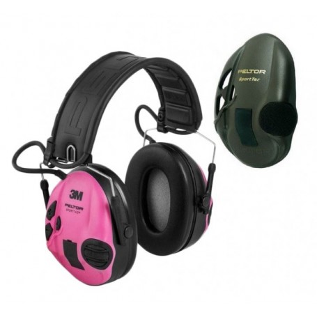 3M Peltor SportTac active ear protectors - green/pink