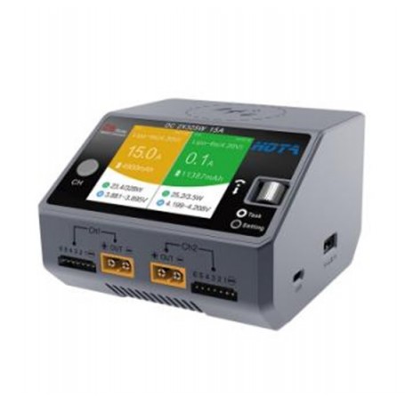 XBY Xiangboyi HOTA D6 Pro Gri AC/DC 200W DC 650W 15A încărcător inteligent cu două canale pentru dronă FPV XBY Xiangboyi de 10 i